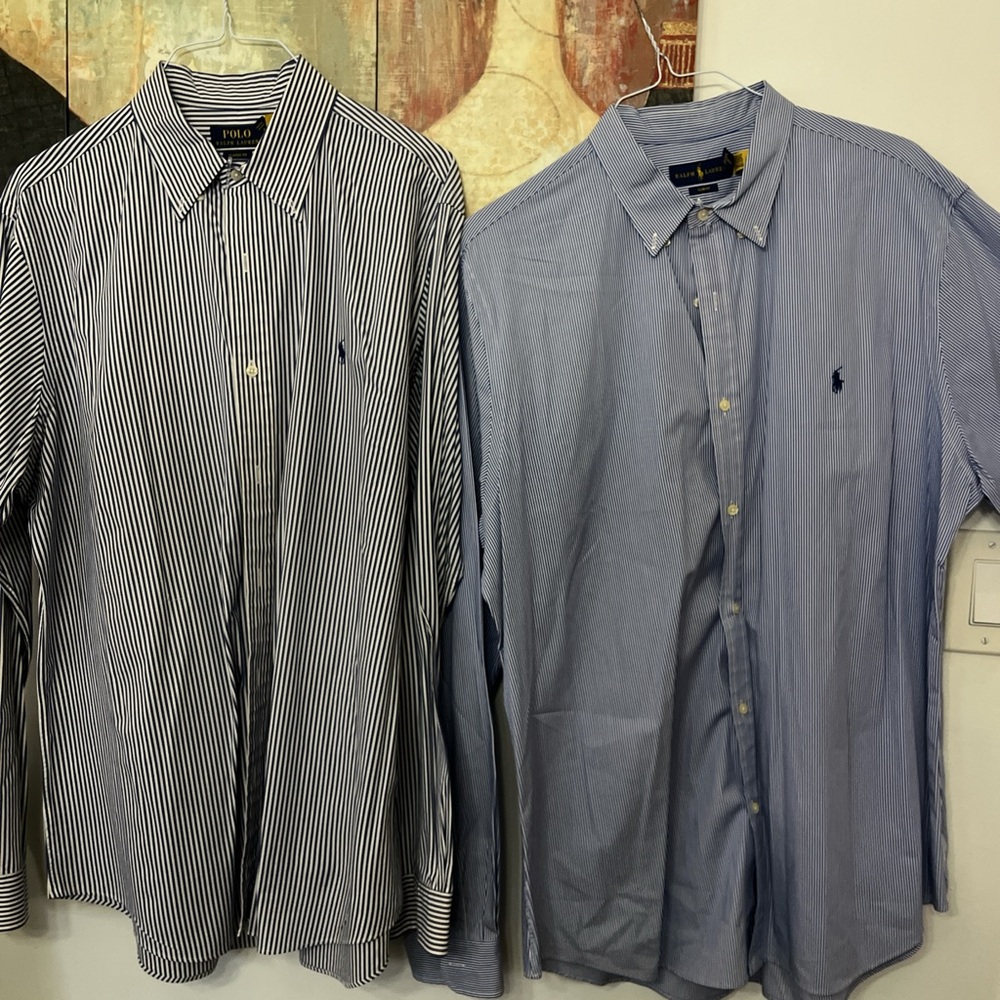 Polo by Ralph Lauren Men's Black and Blue Striped Shirts
